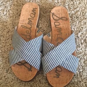 Never Worn Sam Edelman Sandal- Blue Denim Stripe